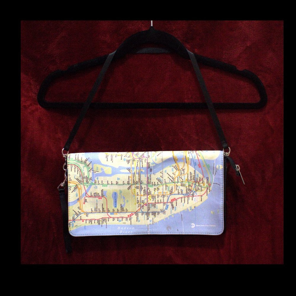 New York City Manhattan MTA Map Clutch Purse